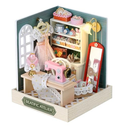 Flever Dollhouse Miniature DIY House Kit Creative Room with Furniture for Romantic Valentine's Gift (Beatific Atelier) - color: Beatific Atelier