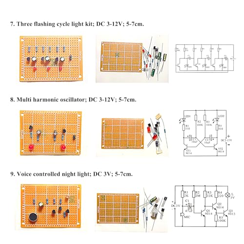 9 Set Soldering Practice Kits with Universal Board
