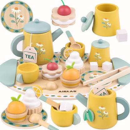 Tea Sets for 3-5 Girl Birthday Gift 3 Year Old Princess Party - color: Yellow