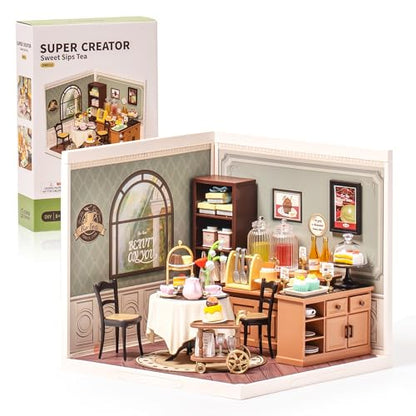 Super Creator-Mini Blocks Model Building Set for Adults, Miniature Plastic House Kit Super Store-Building Blocks Toys for Adults, DIY Crafts/Hobbies for Adults (Sweet Sips Tea) - style: Sweet Sips Tea
