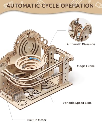 SainSmart Jr. 3D Wooden Puzzles for Adults, Marble Run Wood to Build, Mechanical Model Building Kit, DIY Gift for Aged 14+, Roller Coaster