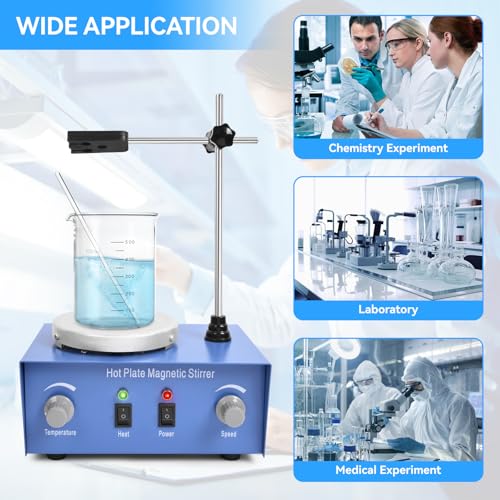 Vevitts 1000ml Magnetic Stirrer Hot Plate Magnetic Mixer Stir Plate Lab Stirrers 2400 RPM 100°C Stirring Bar