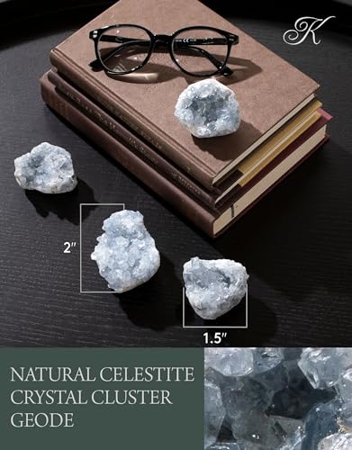 KALIFANO Raw AAA+ Celestite Crystal Cluster Geode - High Energy Natural Celestine Stone - Reiki Wicca Celestita Rock with Healing and Calming Effects (Family Owned and Operated)