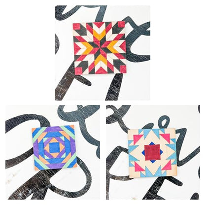 9" Barn Quilt Kit Set 4 | Aztec, Pineapple, HST Fun, LG Milky Star - size: 9 inches (set of 4), style: Aztec,Pineapple,HSTFun,LGMilkyStar