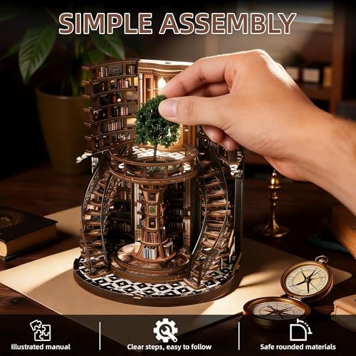CRIOLPO Book Nook Kits DIY Miniature House Kit with LED Lights for Adults - color: Wisdom Annual Rings