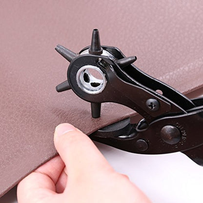 Glarks Heavy Duty Adjustable Metal Hole Punch Pliers Revolving Leather Belt Hole Punch with Eyelet Pliers Tool Kit for Belt, Watch Bands, Saddle, Shoes, Crafts - style: Hole Punch Plier with Eyelet Plier