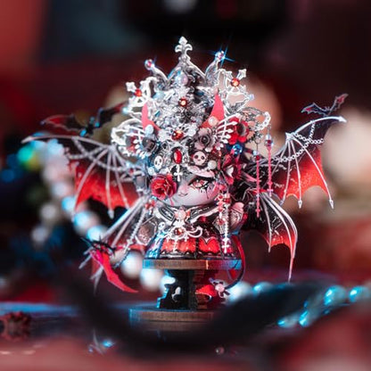 MU 3D Metal Puzzles for Adults Magnetic Interchangeable Cat Head Puzzle Vampire Dark Queen Kitty with 2 Base, Spooky Puzzle Metal Models Kits Building, DIY Sets Cat Lover Owner Gifts Collectibles - style: Vampire Queen