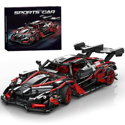 APAWR Adults Challenging Racing Car Building Blocks Kit，1:14 1391 Pieces Car Model Building Set DIY Toys for Boys Age 12 13 14 15 16 - color: Black