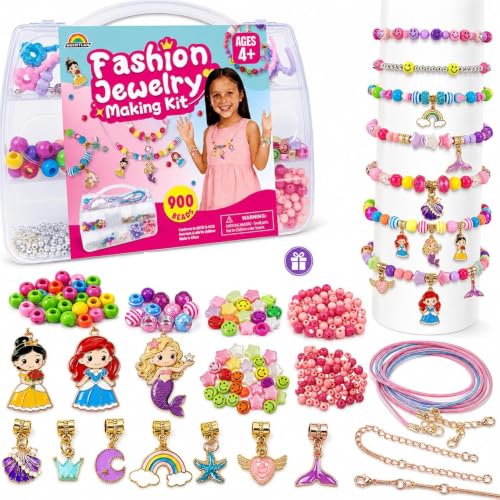 AGENTLAN Jewelry Making Kit for Girls, 900+PCS Charm Bracelet Kit