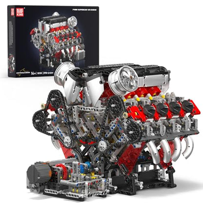 Mould King 10130 V8 Engine Model kit that Runs, Build Your Own Cars Combustion Battery/Motor Blocks Sets, STEM Toy Gift for Adults 14+ Teens, Engineering Toys for Display Collection(2718 Pcs) - style: V8 Engine
