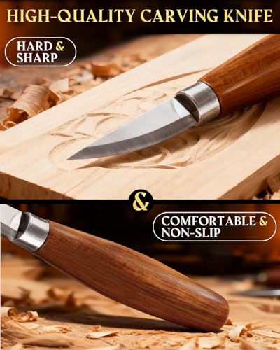 Wood Carving Kit Whittling Kit: Wood Carving Knife Tools with Leather Case - color: Brown(Lite Version)