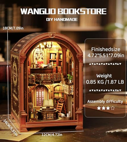 Spilay Book Nook Kit for Adults, Wanguo Bookstore DIY Miniature House Kit - color: Wanguo Bookstore