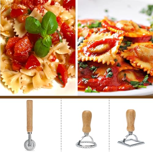 9 PCS Pasta Making Tools Set with Pasta Drying Rack, Ravioli Stamps