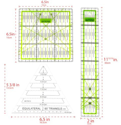 Craft County Acrylic Sewing Rulers – Transparent Measuring Tools for Sewing, Quilting, and DIY Crafts – Bundle (Square, Triangle, and Rectangle) - style: Bundle