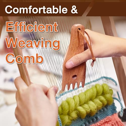 Savina Wooden Weaving Comb for Loom, Tapestry Beater Comb, Hand Carved Weaving Knitting Tools & Accessories for Tapestry, Woven Making Crafts (1Pcs)