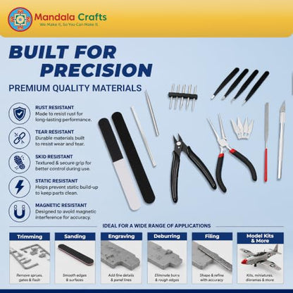 Mandala Crafts 22 PC Model Building Hobby Tools Kit for Metal & Plastic - style: 3D Metal Model Puzzle Tool 25 PCs