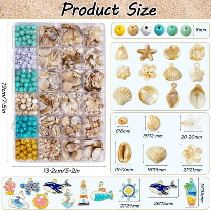 DIY Bead Kit for Jewelry Making, 8MM Two-Tone Acrylic Beads Ocean & Bohemian Style Faux Turquoise Bead White Crack Bead for Summer Beach Necklace Earring Bracelet Craft DIY Accessory (Camel+Blue) - color: Camel+Blue