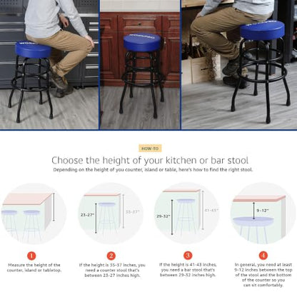 WORKPRO Heavy-Duty Garage Shop Stool, Swivel Cushion Seat, Steel Frame