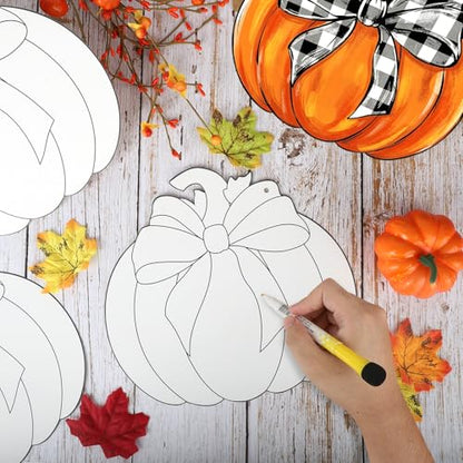 24 Pcs Fall Coloring Wreath Crafts Color Your Own Fall Crafts, Pumpkin - color: Pumpkin