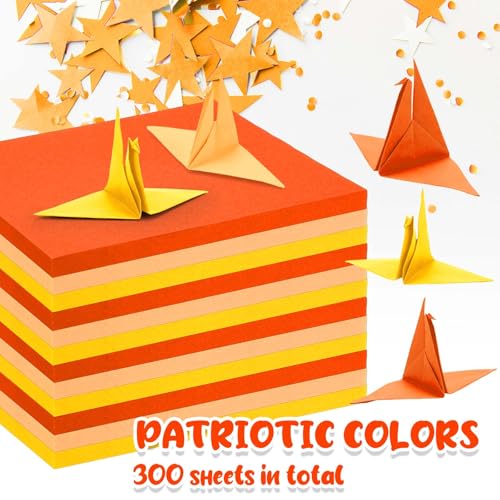 Kigeli 300 Sheet Origami Paper 6 x 6 Inch Square, Autumn Colors - color: Orange,Yellow
