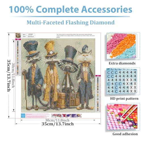 hkejoi Cat Diamond Art Kits for Adults, Diamond Painting Kits 14x14 Inch - color: Cat 1