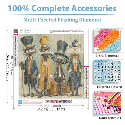 hkejoi Cat Diamond Art Kits for Adults, Diamond Painting Kits 14x14 Inch - color: Cat 1