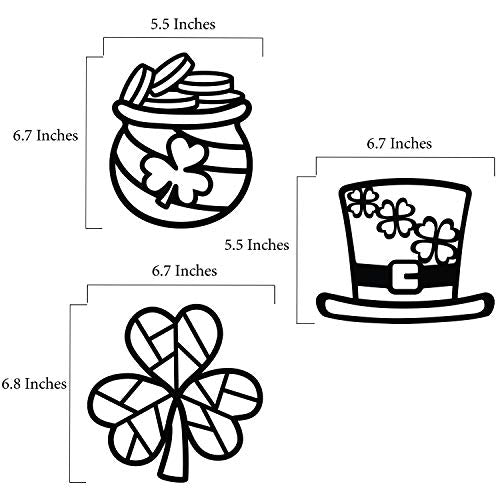 VHALE Suncatchers Craft 3 Sets (9 Cutouts) w Tissue Papers Stained Glass Effect Paper Sun Catcher Kit, Window Art, Classroom Crafts, Creative Art Projects, Kids Party Favors (St. Patrick's Day) - style: St. Patrick's Day