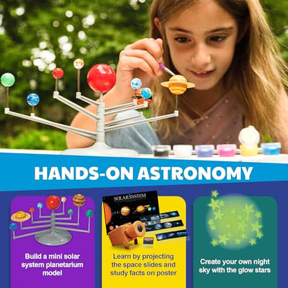4M - STEAM Space Exploration - Build & Paint Solar System Planetarium Model, Assemble Space Toys Projector with Slides, Includes Glow Stars & Poster - Educational Science Planet Toys Kit, Kids Ages 5+ - style: Space Exploration