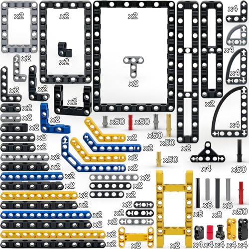 500 Pcs Technical Parts Bricks Set- Classic Frame Steering Beam Axles Connectors and Pins Building Blocks Accessories Compatible with Major Brands Tech Bricks