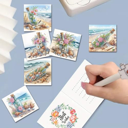 DDGYP 6 PCS,DIY Diamond Art Greeting Cards Kit with Envelopes, 5.9x11.81 in - color: Sky blue