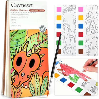 Cavnewt Watercolor Coloring Books for Kids Ages 4-8 - color: 1Pack Ancient Dinosaurs