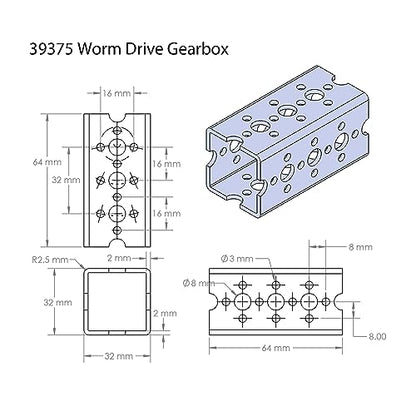 Pitsco Education TETRIX MAX 4:1 Aluminum Worm Gear Drivebox, Robotics Building Elements, Spare Parts for Robotics and Vehicles, Package Includes Spur Gear, Worm Gear, Channel, Axles, Bushings