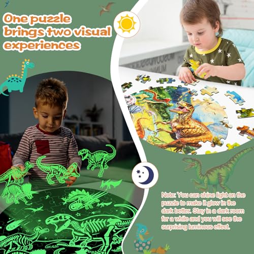 DIGOBAY 70PCS Glow in The Dark Dinosaur Floor Puzzles for Kids Ages 4-8 - style: glow-in-the-dark dinosaur