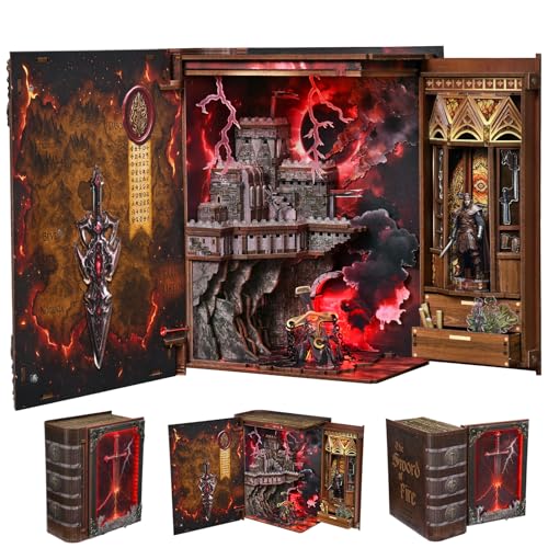 MiniCity Sword of Fire DIY Book Nook Kit, Miniature House Puzzle with LED - color: The Sword of Fire