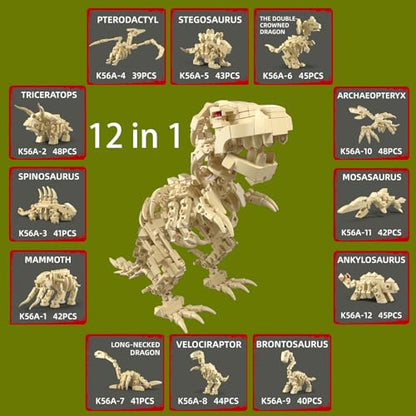 12PCS Pre Filled Easter Eggs with Toy - 12 in 1 Dinosaur Skeleton Model Kit - style: Dinosaur Skeleton