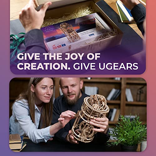 UGEARS Bundles Aero Clock Sky Watcher - 3D Wooden Puzzles Mechanical Clock Kit Idea DeskWood Clock Kits to Build - 3D Puzzles Model Kits for Adults