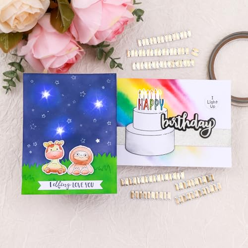 LED Circuit Stickers Light Craft Kit - 30 Pcs Yellow Pink Orange for Making Light-Up Cards Projects, with 1 Roll Conductive Tape and 3 Sheets Adhesive Foam Strips, Add Lights to Holiday Special Cards