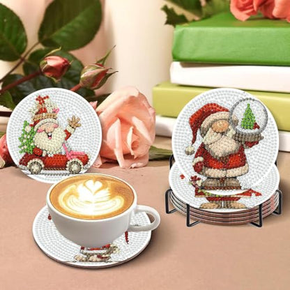 XUCNWL 8 PCS Christmas Diamond Art Coasters Kit for Adults,Gnome,4X4 Inch - color: Christmas-2