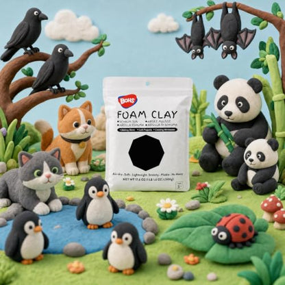 BOHS Foam Clay, Black Air Dry Modeling Clay, 3.3 lb, 3-Pack - color: Black, size: 1500 g