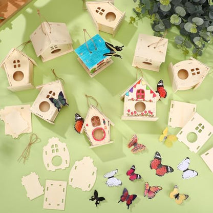 Sawysine 107 DIY Birdhouse Kits, Wooden Bird House Round Entrance - style: Lovely Style