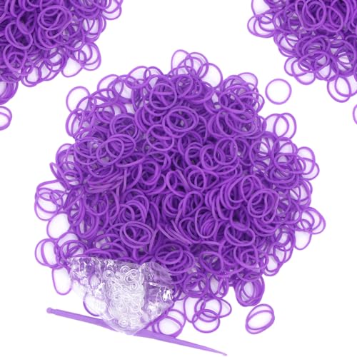 6000-Pack Rubber Loom Bands Making Kit,50PCS S-Clips10-Hooks,Colorful Rubber Bands Refill Kits for Weaving DIY Crafting Gift (Purple) - color: Purple