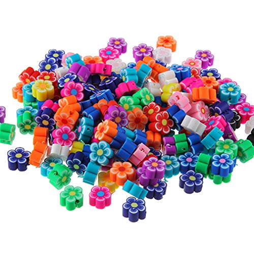 100pcs Mixed Polymer Clay 10mm Spacer Beads for Women Jewelry Making DIY Bracelet Necklace Hair Clip Accessories (Flower) - color: Flower