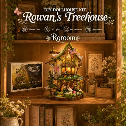 Roroom DIY Miniature House Kit, Fairy-Tale Treehouse Dollhouse Kit - color: Rowan's Tree House