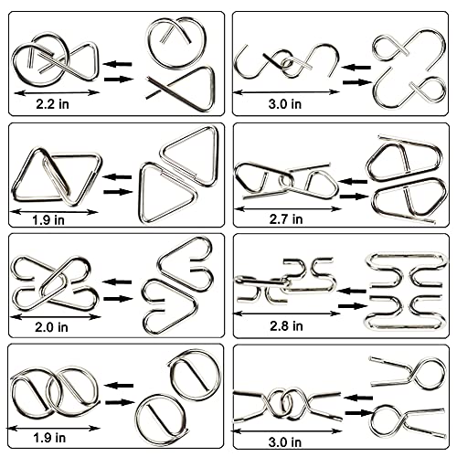 16 Pack Brain Teasers Puzzles for Kids & Adults, Brain Teasers Metal IQ Toys Puzzle Mind Game 3D Coil Cast Wire Unlock Interlock Magic Ball Puzzles for Teenagers