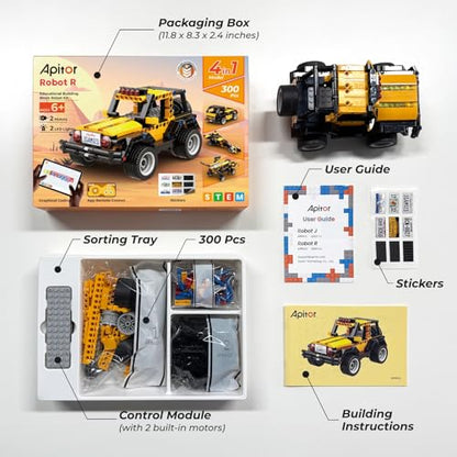 Apitor Robot R 4-in-1 STEM Robot Building Kit 300 Pieces - style: Robot R(Entry-level)