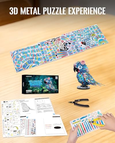 Piececool 3D Metal Puzzles for Adults Parrot Model Building Kits DIY Assembly Brain Teaser Puzzle, Best Gifts & Desk Decor