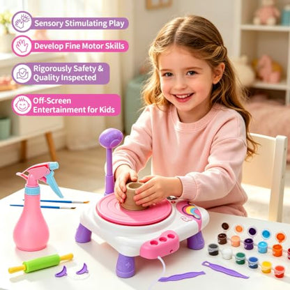 Pottery Wheel for Kids, Air Dry Clay Craft Kit with USB Power, Ages 6+ - color: Purple U