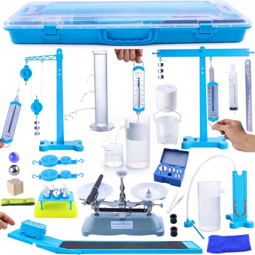 Physics Mechanics Kit, Lab Set with Pulley, Balance, Force Gauge, 26 Exp
