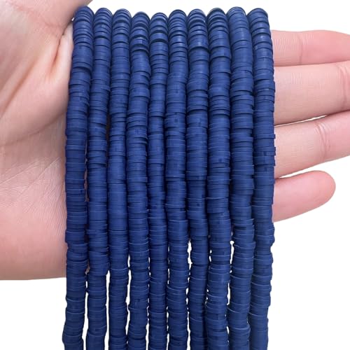 MIIIM 3600 PCS 10 Strands Polymer Clay Beads for Jewelry Making, Vinyl Heishi Beads 6mm for Surfer Bracelets Necklace Making (Navy) - color: XB01-Navy