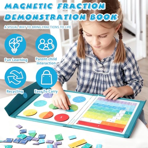 2026 New Magnetic Fraction Demonstration Book, Magnetic Fraction Tiles & Fraction Circles Set, Fraction Magnets for Teaching, A Hands-On Visual Fraction Learning Set